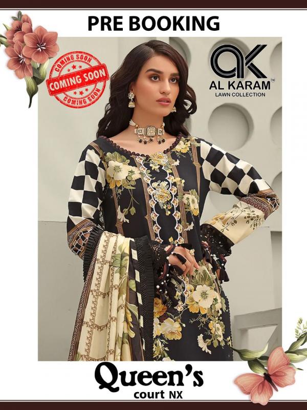 Al Karam Queen Court Nx Cambric cotton Exclusive Print Dress Material